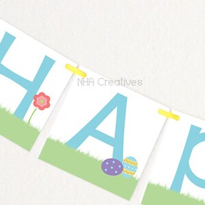 Happy Easter Banner Easter Brunch DIY Printable Digital File image 1