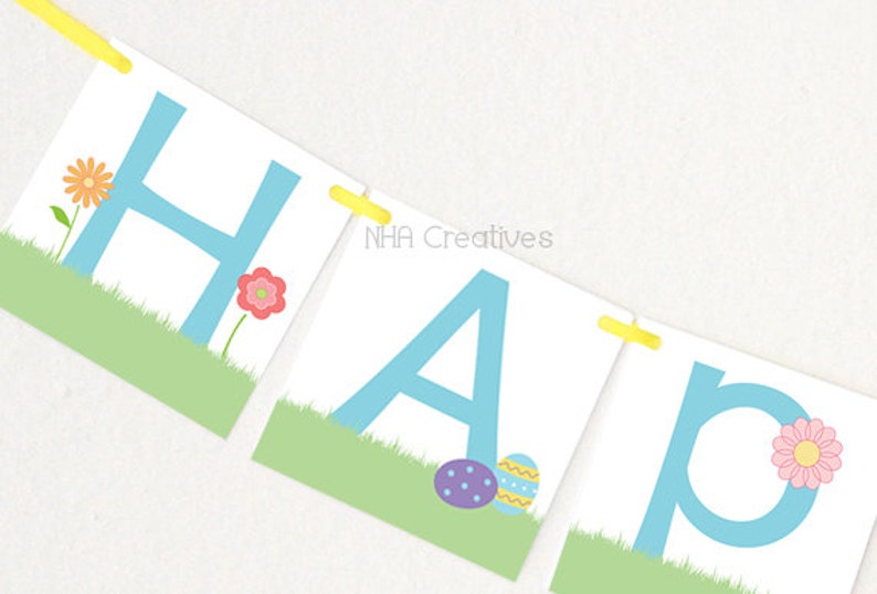 Happy Easter Banner Easter Brunch DIY Printable Digital File image 1