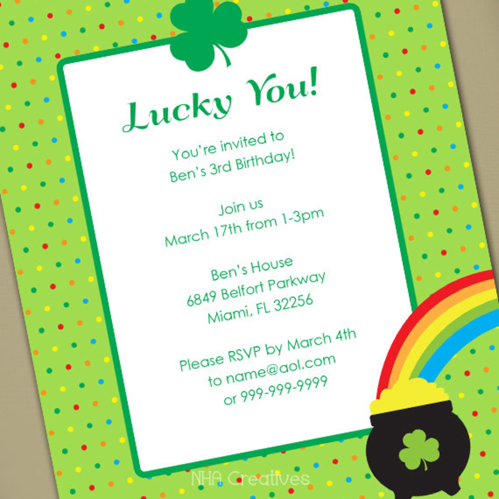 rustic saint patricks day themed invitation
