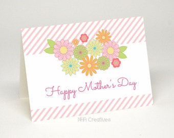 Happy Mother's Day Card - Spring Flowers - DIY Printable Digital File