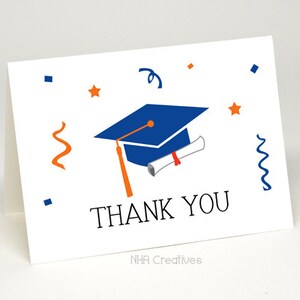 Tarjeta de agradecimiento de graduación - Birrete y diploma - Archivo digital imprimible (hazlo tú mismo)