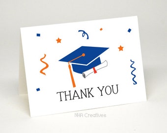 Thank You Graduation Card - Graduation Cap and Diploma - DIY Printable Digital File