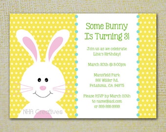 Birthday Bunny Party Invitation - Personalized DIY Printable Digital File