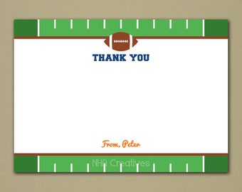 Personalized Football Thank You Note - 5x7" Flat Card - Personalized DIY Printable Digital File