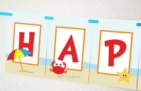 Happy Birthday Beach Banner DIY Printable Digital File | Etsy