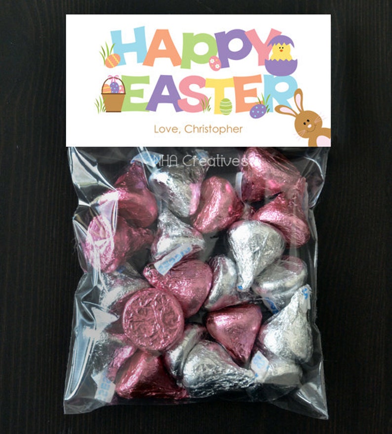 DIY Printable Digital File Personalized Happy Easter Treat Bag Topper