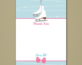 Personalized Ice Skating Thank You Note - 5x7" Flat Card - Personalized DIY Printable Digital File