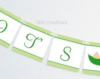 It's Twins Baby Shower Banner - Two Peas In A Pod - DIY Printable Digital File