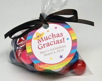 Gepersonaliseerde Fiesta Favor Tag - Gepersonaliseerd DIY afdrukbaar digitaal bestand