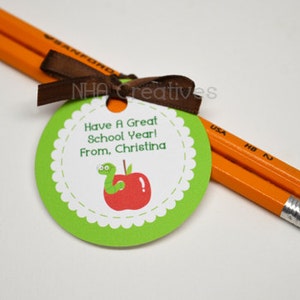 Personalized Back To School Themed Gift Tag - Bookworm - Personalized DIY Printable Digital File