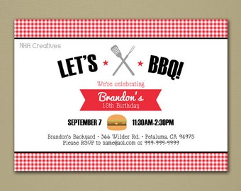 Barbecue Invitation - Personalized DIY Printable Digital File