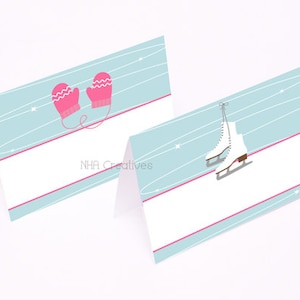Ice Skating Place Cards - Ice Skates and Mittens - DIY Printable Digital File