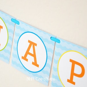 Banner de feliz cumpleaños para fiesta en la piscina: archivo digital imprimible DIY