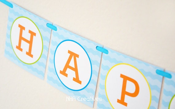 Happy Birthday Pool Party Banner DIY Printable Digital File | Etsy