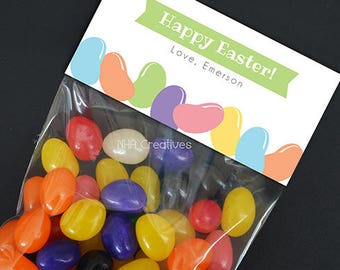 Personalized Happy Easter Treat Bag Topper - Jelly Beans - DIY Printable Digital File