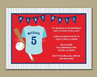 Baseball Birthday Invitation - Personalized Uniform - Personalized DIY Printable Digital File