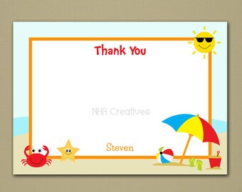Personalized Beach Thank You Note - 5x7" Flat Card - Personalized DIY Printable Digital File