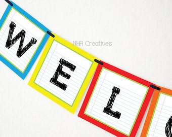 Welcome Back To School Banner - School Supplies - DIY Printable Digital File