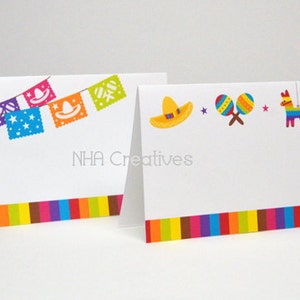 Fiesta Place Cards - Papel Picado, Sombrero, Maracas, Pinata - DIY Printable Digital File