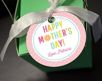 Personalized Happy Mother's Day Tag - Flower O - DIY Printable Digital File