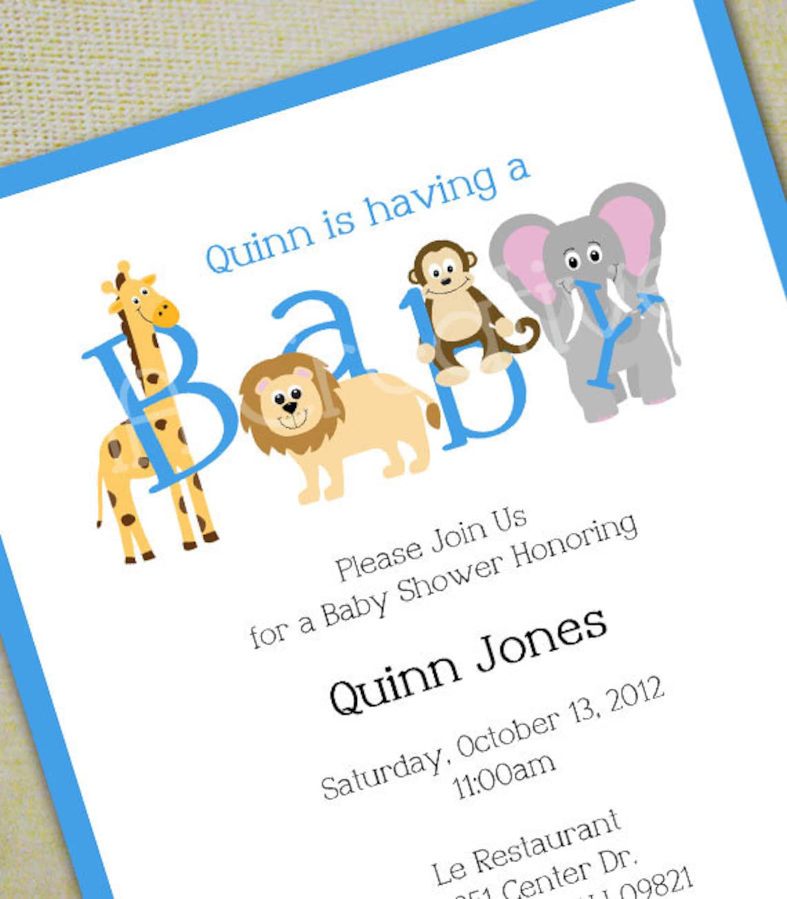 Animal Baby Shower Invitation Personalized DIY Printable Etsy