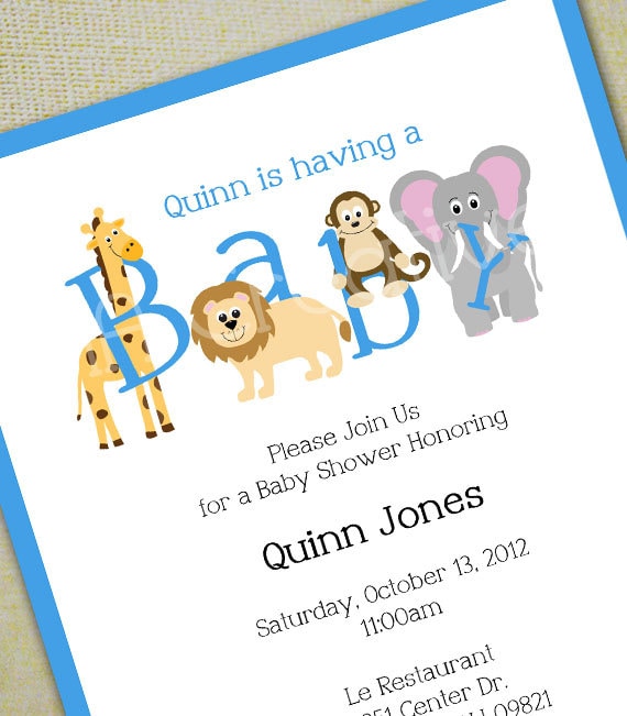 Animal Baby Shower Invitation Personalized Diy Printable Etsy