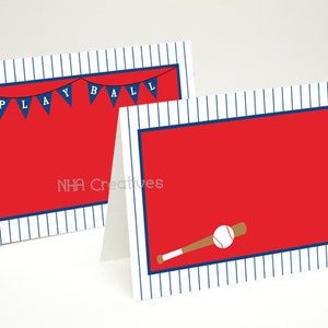 Baseball Place Cards Baseball Bat and Play Ball DIY Printable Digital File image 1