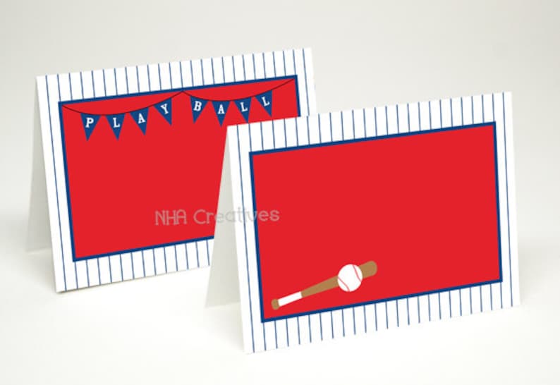 Baseball Place Cards Baseball Bat and Play Ball DIY Printable Digital File image 1