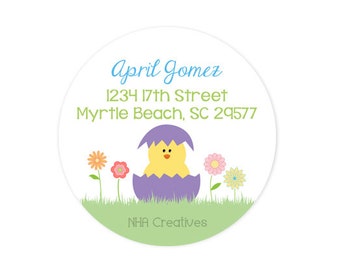 Easter Chick Address Label - Paasbrunch - Gepersonaliseerd DIY Afdrukbaar Digitaal Bestand