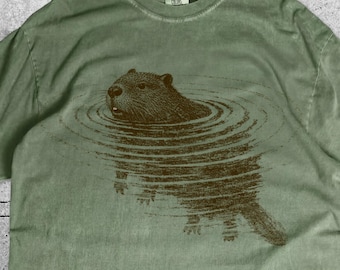 Beaver Swimming Shirt Nature Lover Graphic Tee Wildlife T-Shirt Outdoor Adventure Apparel River Animal Unisex Tee Lake Life Shirt Gift