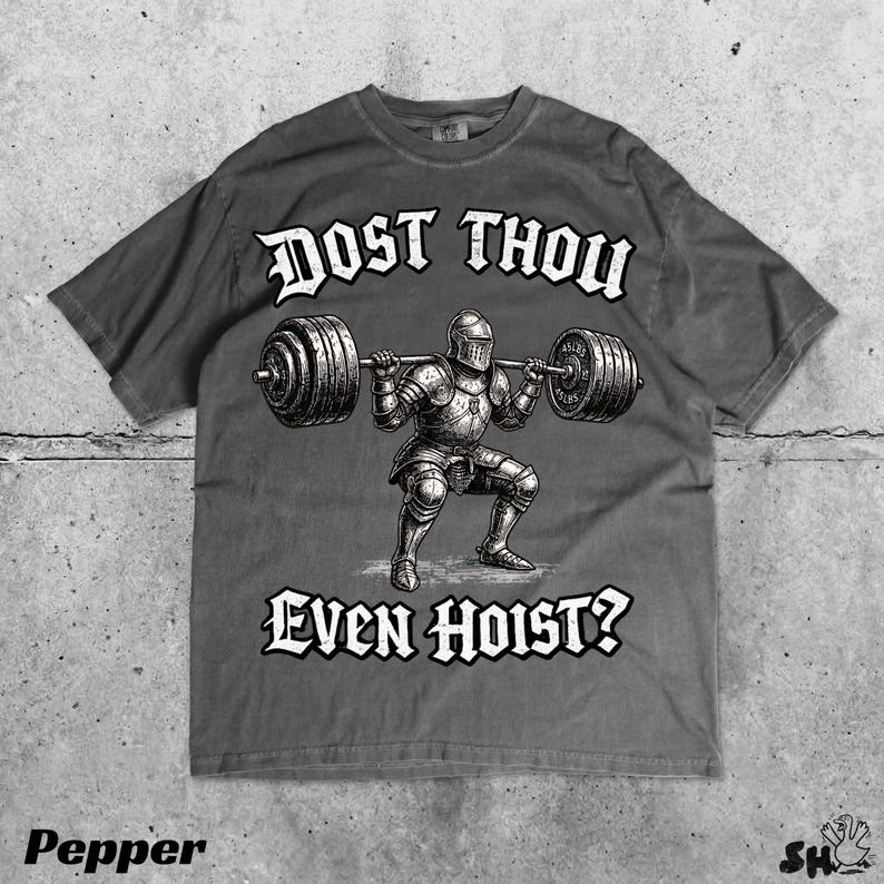 Dost Thou Even Hoist Medieval Gym Retro T-Shirt Medieval Knight Weightlifting Tee Bild 1
