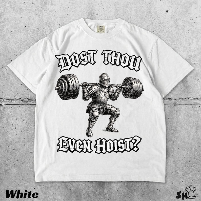 Dost Thou Even Hoist Medieval Gym Retro T-Shirt Medieval Knight Weightlifting Tee Bild 3