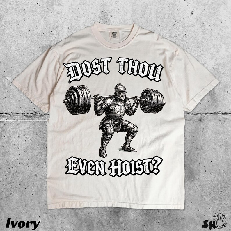 Dost Thou Even Hoist Medieval Gym Retro T-Shirt Medieval Knight Weightlifting Tee Bild 5