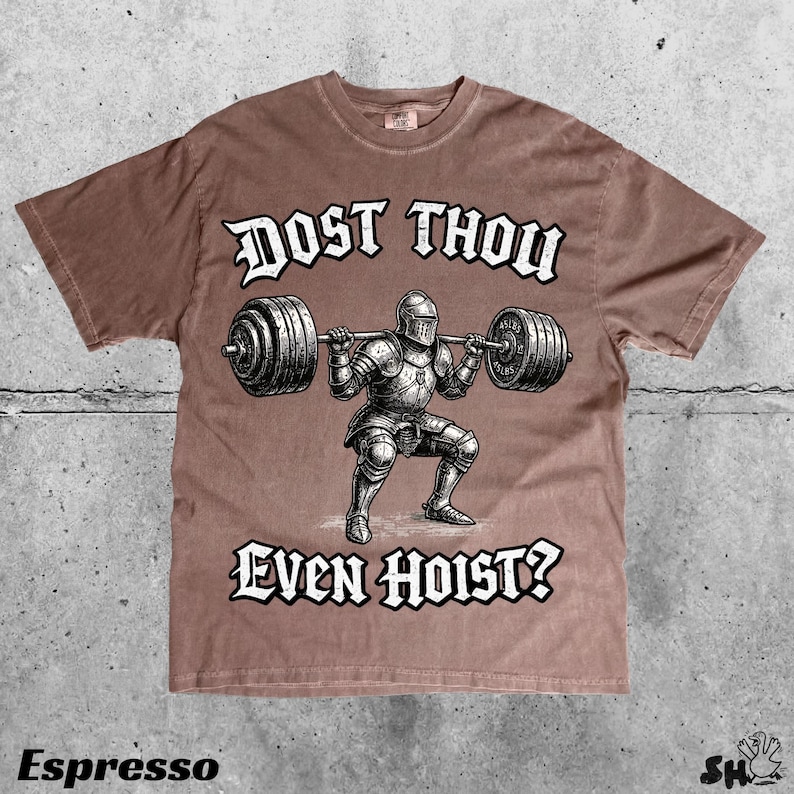 Dost Thou Even Hoist Medieval Gym Retro T-Shirt Medieval Knight Weightlifting Tee Bild 4