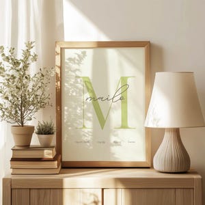 Personalisiertes Initial-Geburtsposter – Minimalistisches Wandbild