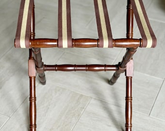 Vintage Bombay Company Mahogany Folding Luggage Rack Brown And Khaki