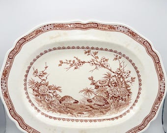 Antique Furnivals 1921 Brown Quail Serving Platter England