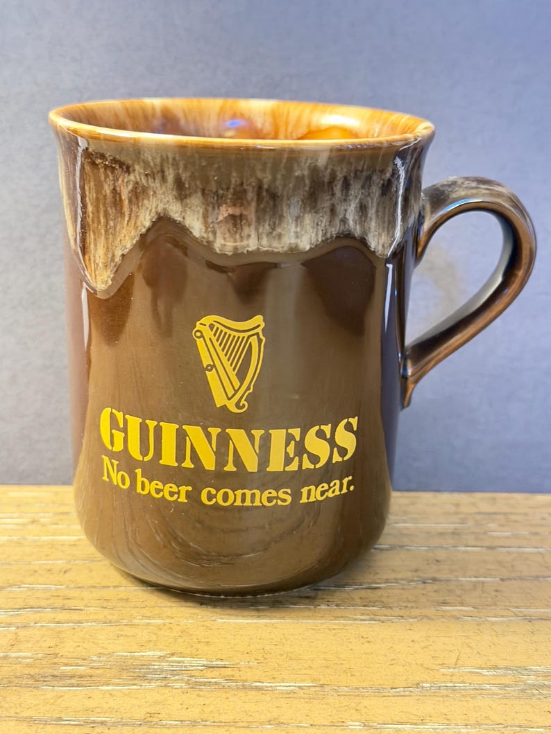 Vintage 1980’s Guinness “No Beer Comes Near” Ceramic Mug Foamy Head image 4