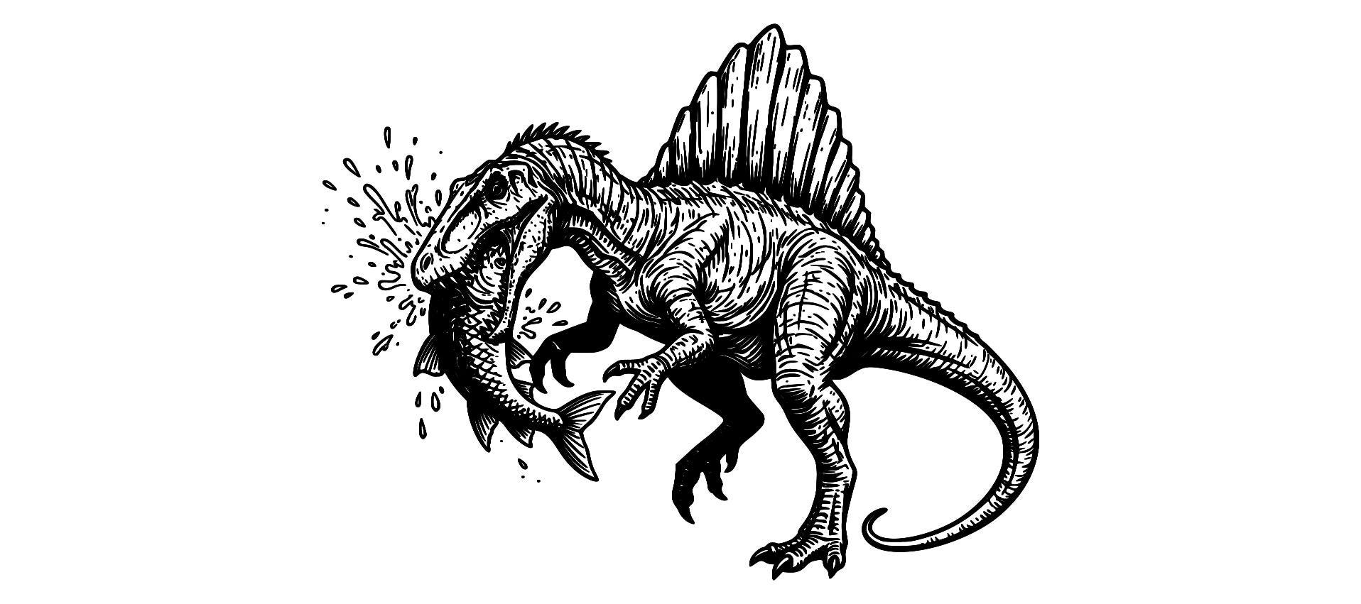 Spinosaurus Dinosaur Clipart – Black and White SVG PNG Cut File - Etsy