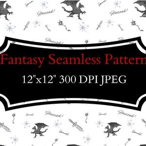 Fantasy Seamless Pattern - 12"x12" Digital Download, Design for Crafting