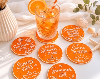 STL + 3MF 3D-printbestand – 6 glazen onderzetters van 95 mm (zomerstijl) – Onderzetterset met maritieme zomerse sfeer – Zomerdecoratie – digitaal printbestand