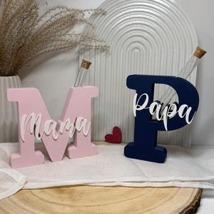 Archivo de impresión 3D 3MF + STL – Paquete de porta certificados de regalo “Mamá + Papá” – Regalo decorativo con tubo de ensayo – Día de la Madre Día del Padre – descarga digital