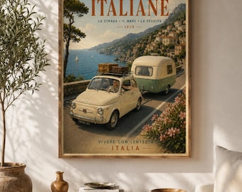 Italienische Küste Reise Poster | Vintage Amalfi Wandkunst