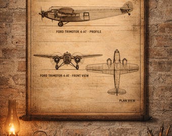 Ford Trimotor Blueprint Aviation Wall Art