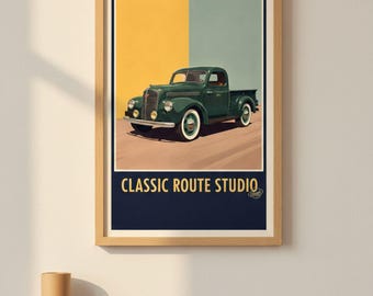 Vintage japanischer Pick-up Truck Kunstdruck, Retro Automobil-Dekor (digitaler Download)
