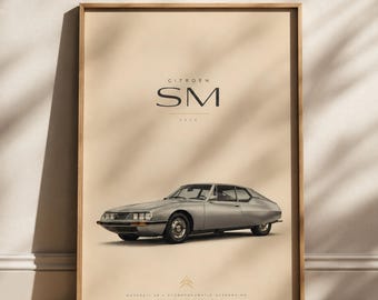 Citroën SM Poster Druck | Mid Century Skandinavische Wandkunst