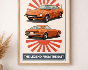 Datsun 240Z Vintage japanisches Auto Poster, klassische JDM Wandkunst, Retro-Auto-Druck