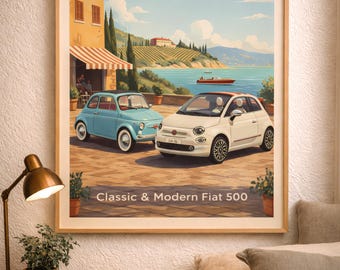 Włoski plakat podróżniczy La Dolce Vita Fiat 500