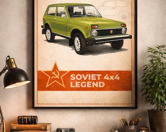 Lada Niva 2121 affisch | Sovjetisk 4x4 väggkonst
