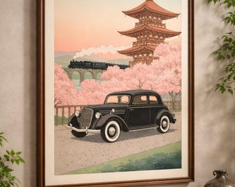 Vintage japanisches Auto Poster
